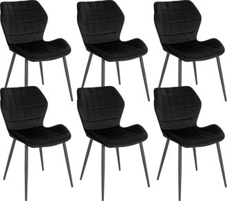 Woltu Woltu 6x Sedie Ergonomica Da Pranzo. Sedia Nordica. Sedia Da Cucina In Velluto. Seduta Imbottita. Per Camera Da Letto. Salotto. Nero. Gambe In Metallo