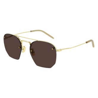 Saint Laurent Sunglasses, male, Yellow, Size: 52 MM Classic Aviator Sunglasses Brown/Gold SL 422
