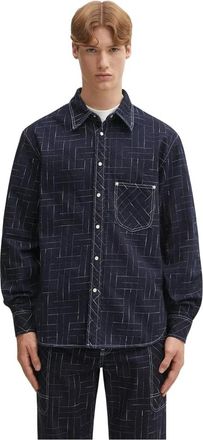Kenzo Overhemden, Heren, Blauw, M, Denim, Weave Japanese Denim Shirt
