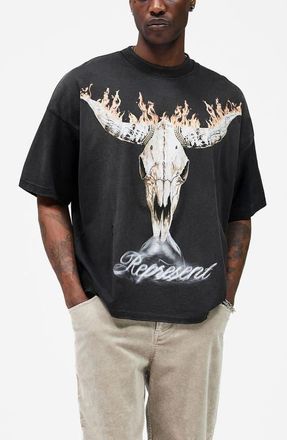Represent British Cowboys Cotton T-Shirt in Stained Black at Nordstrom, Size Xx-Large