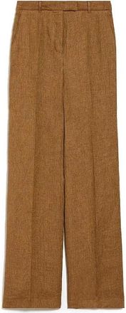 Max Mara Alcano Wide Broeken - Dames - Wijde Broeken - Bruin - 2XS - Linnen - Broeken