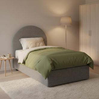Dmora Dmora - Cama Individual Daim, Cama Contenedor Con Revestimiento De Tela, 100% Made In Italy, Apertura Frontal, Adecuado Para Colch&oacute;n Cm 80x190, Gris