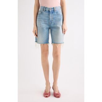 Chlo&eacute; Cutoff High Waist Denim Shorts in Softy Blue at Nordstrom, Size 27