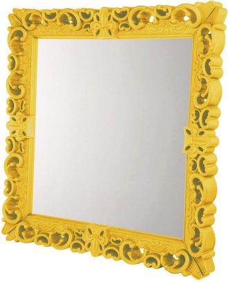Slide Mirror Of Love Giallo Zafferano - Grande Specchio Di Design Originale Slide Colorato Moderno Barocco Camera Ingresso Sala Da Pranzo Salotto