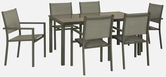 Sweeek Mesa De Jard&iacute;n De Aluminio Con 6 Sillas De Textileno