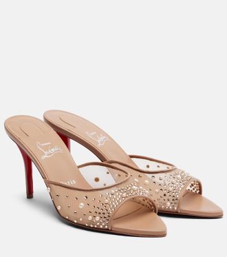 Christian Louboutin Mules Miss Z Degrastrass Perla de malla adornados