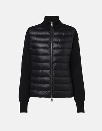 Moncler Womens WOMENS HYBRID CARDIGAN - Black - Size: 10/8