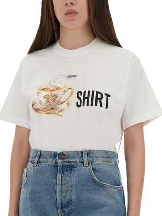 Moschino Printed Cotton T-Shirt - White