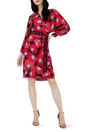 Diane Von F&uuml;rstenberg Mikah Long Sleeve Wrap Dress in Feather Fan at Nordstrom Rack, Size 0
