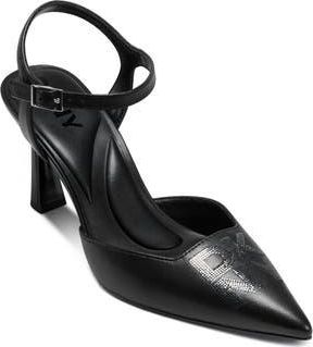 DKNY Ceana Stud Logo Pointed Toe Ankle Strap Pump in Black at Nordstrom Rack, Size 6.5