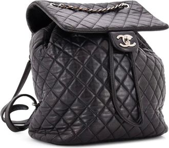 Chanel Urban Spirit gewatteerde grote rugzak van lamsleer - Zwart