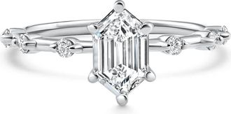 Pompeii3 Certified 1 1/3Ct Hexagon Diamond Jamie Engagement Ring 14k Gold Lab Grown