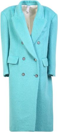 Hev&ograve; Blauwe Double-Breasted Jas - Dames - Mantel - Blauw - XS - Jassen