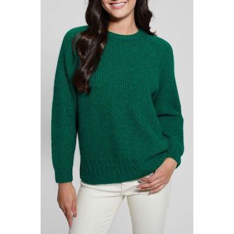 Guess Margo Mixed Stitch Sweater in Adventurous Green at Nordstrom, Size Medium