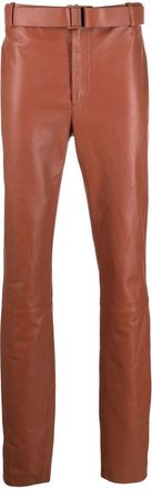 Off-white Lea buckled leather trousers - men - Viscose/Cupro/Cotton/Leather - 48 - Brown