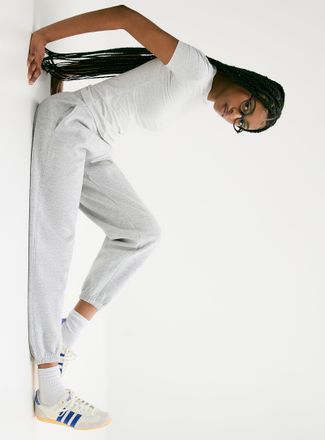 Twik Womens Solid cotton-fleece loose joggers