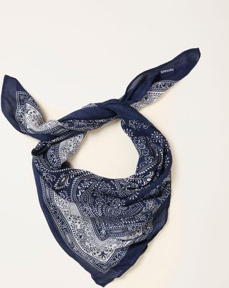 Fat Face FatFace Navy Blue Bandana Print Hair Scarf