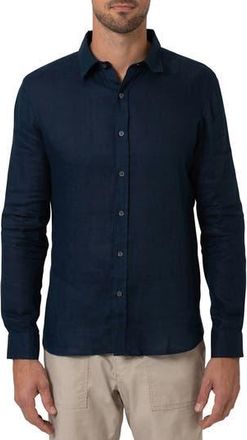 Mavi Solid Indigo Linen Button-Up Shirt in Black Iris at Nordstrom Rack, Size Xx-Large