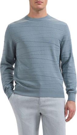 Bugatchi Textured Cotton & Silk Crewneck Sweater in Shark at Nordstrom, Size Xx-Large