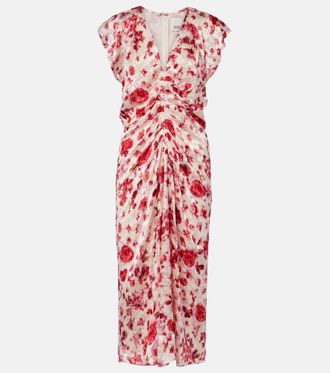 Isabel Marant Lindsay floral ruched jacquard midi dress