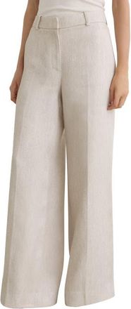 Reiss Nolah Wide Leg Linen Blend Pants in Neutral at Nordstrom, Size 14 Us