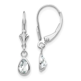 Diamond2Deal 14k White Gold 6x4mm White Topaz/April Earrings