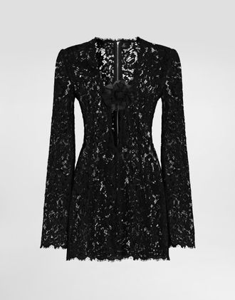 Dolce & Gabbana Short Cordonetto Lace Dress - Woman Dresses Black 36