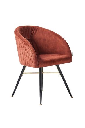 Life Interiors Single Vittorio Velvet Dining Chair with Black Metal Legs, Quilted Design Modern Accent Chair in Wine