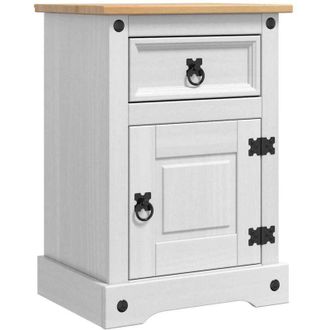 vidaXL Bedside Table with Drawer White 45 x 35 x 64 cm Solid Pine Wood vidaXL