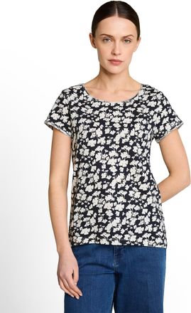 Tom Tailor T-Shirt TOM TAILOR, Damen, Gr. XXL, blau ginkgo minimal, Jersey, Obermaterial: 100% Baumwolle, bedruckt, regular fit normal, Rundhals, Shirts T-Shirt