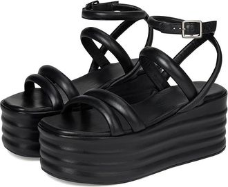 Free People Iris Flatform Womens Wedge Shoes Black Leather : EU 39 (US Womens 9) M, Leather/Rubber