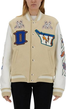 Off-white Thunderbolt Varsity - Dames - Bomber jackets - Beige - M - Jassen