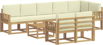 vidaXL Conjunto De Sof&aacute;s De Exterior 9 Uds. Blanco Y Crema Poli&eacute;ster Vidaxl
