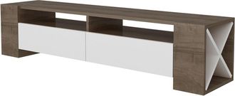 Calicosy Mueble TV 2 cajones decorado en nogal y blanco L155 cm