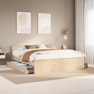 Berkfield Home Bed Frame without Mattress with Headboard 180x200 cm Super King Solid Wood Pine in Brown