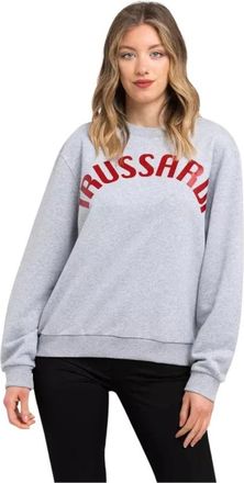 Trussardi Oversized Sweatshirt met Ronde Hals - Dames - Sweatshirts - Grijs - XS - Katoen - Hoodies & sweatvesten