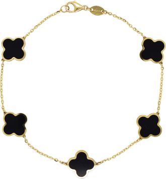 Italian Gold, Inc 14K Yellow Gold Clover Bracelet -Onyx