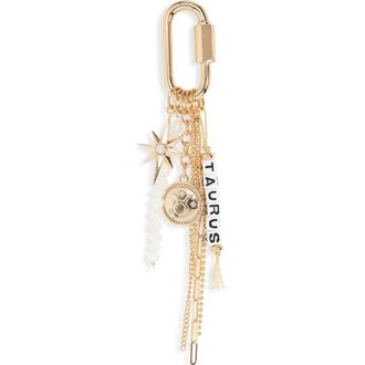 Chelsea28 Zodiac Bead Bag Charm in Taurus- White Multi- Gold at Nordstrom
