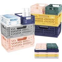 OEM Houhence - Juego De 8 Cajas De Pl&aacute;stico Plegables - 4 Cestas Grandes De 22x14,8x8,7 Cm Y 4 Cajas Peque&ntilde;as De 15x9,8x5,7 Cm - Almacenamiento Con Asas P