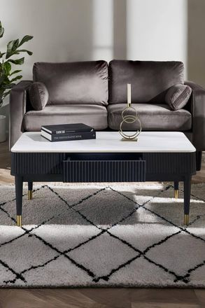 Julian Bowen Louis Fluted 2 Drawer Coffee Table in Black