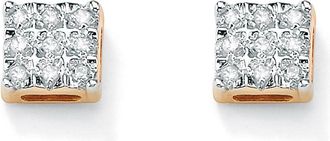 Palm Beach Jewelry 1/7 TCW Round Diamond 10k Yellow Gold Square-Shaped Stud Earrings
