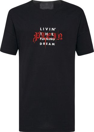 Philipp Plein T-shirt Black Cut Round Neck Gothic Plein
