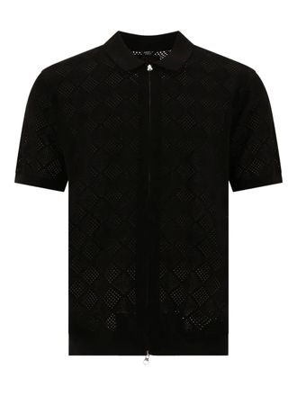 Beams Plus Mesh poloshirt met rits - Zwart