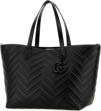 Gucci Womens Black Leather Large Gg Marmont Shopping Bag Blackblackblack Borse A Mano