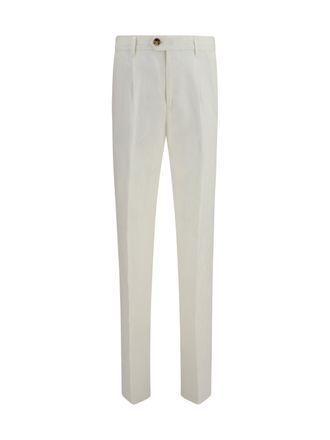 Brunello Cucinelli Mens Tailored Linen Trousers White