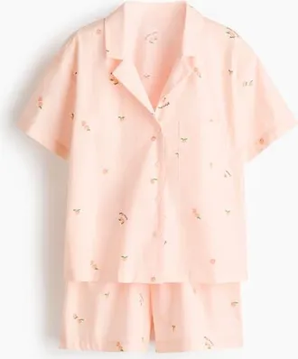 H&M Pyjama Shirt And Shorts in Light Peach Pink/apricots at Nordstrom, Size Xx-Small