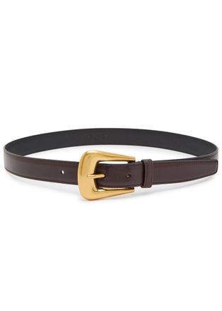 Saint Laurent Cintura Leather Belt - Chocolate - 90 (UK 14 / XL)
