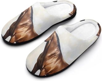 Generic Brown Horse Cotton Slippers for Women Indoor Outdoor Slipper Slip-On Memory Foam Home Shoes