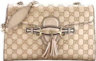 Gucci Gold Guccissima Leather Emily Chain Flap Bag Medium (Authentic Pre- Loved)