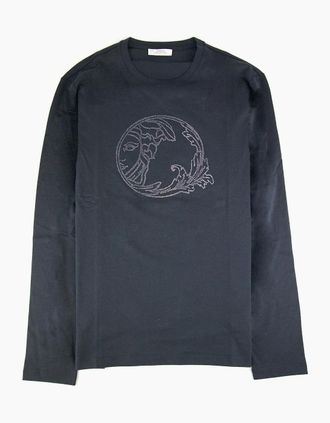 Versace Collection Mens Versace Collection Medusa L/s T Shirt Navy - Size: 38